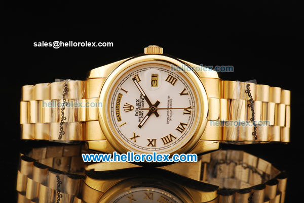 Rolex Day-Date Oyster Perpetual Automatic Full Gold with White Dial - Click Image to Close